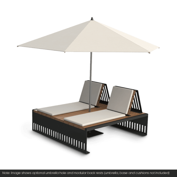 Aston day bed with optional umbrella hole and back rests
